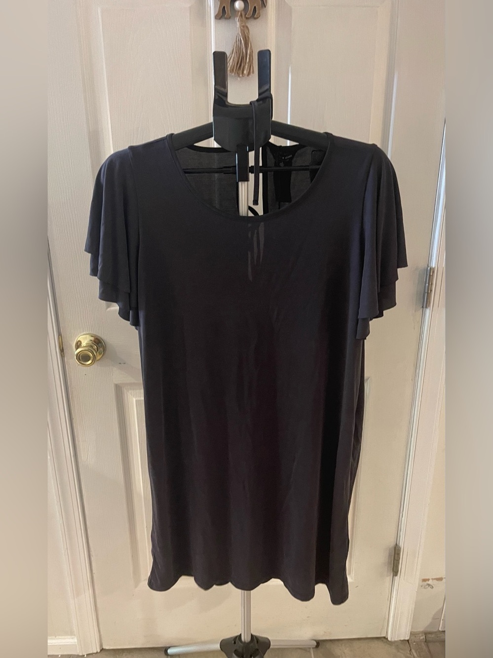 NWT Lucky Brand Sandwash Gray Draped Sleeve Open Back Dress
